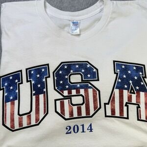 USA 2014 Patriotic American Flag‎ Stars Stripes Graphic Tee XL Made in USA
